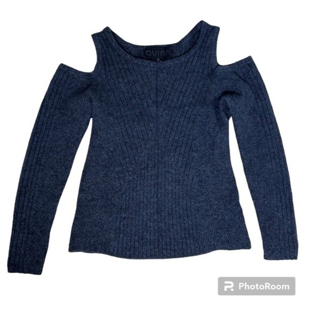 Quinn Cashmere Sweater Gray Cold Shoulder Size M NWT